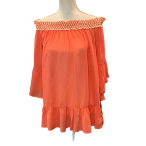 𝅺HAYDEN Los Angeles Off the Shoulder Lace Tunic Top NWT